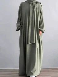 Ramadan Eid Hooded Abaya One Piece Muslim Women Prayer Garment Hijab Long Dress Islamic Clothing Dubai Nida Niqab Khimar Abayas