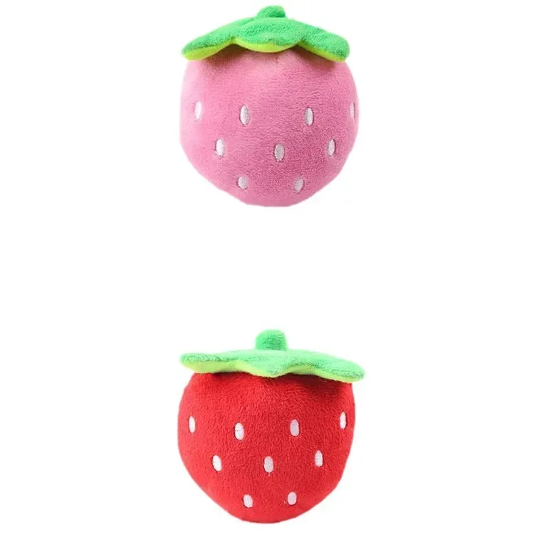 Embroidery Big Red Strawberry Pink Strawberry Pet Sound Plush Toy Dog Toy Cat Toy Pet Supplies  Pet Supplies