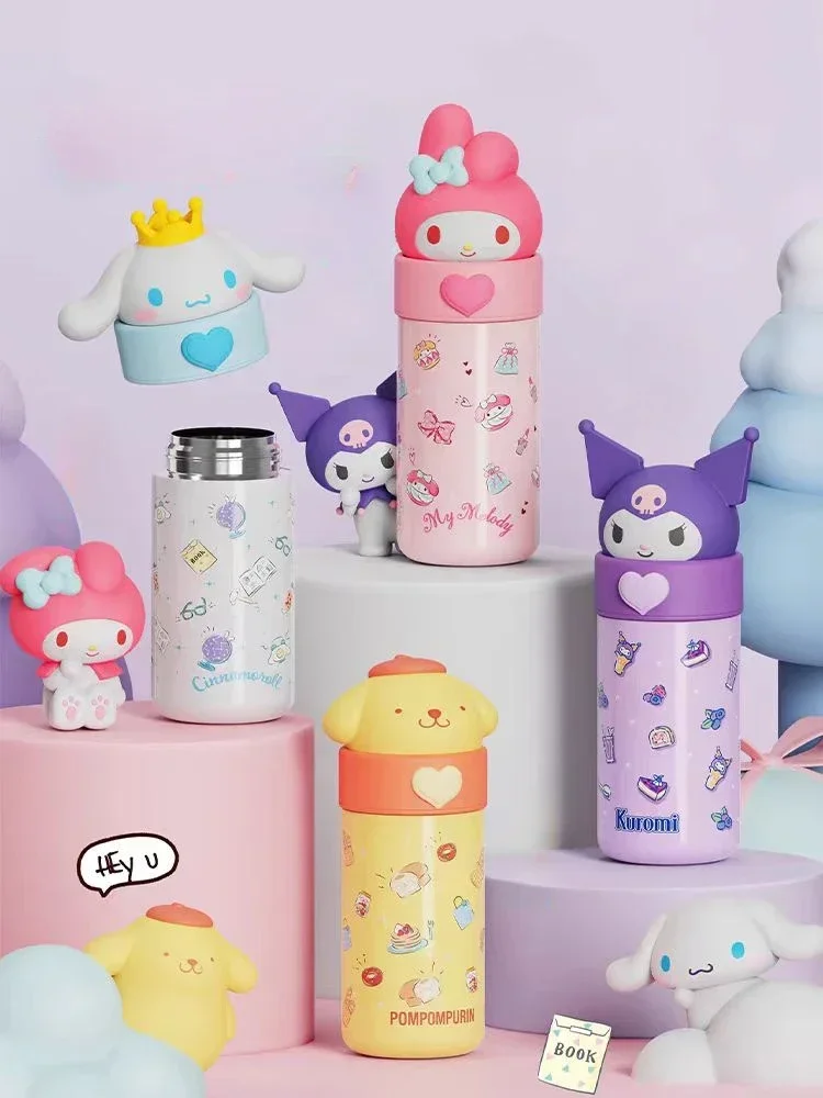 

350ml Sanrio Hello Kitty Stainless Steel 316 Thermos Kawaii Kuromi Cinnamoroll Melody Kids Vacuum Flask Water Bottle Tumbler