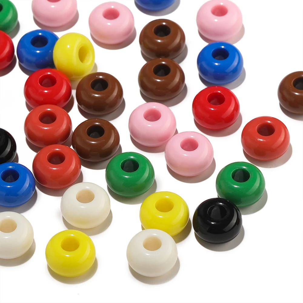 10pcs/Lot 10x16mm Acrylic Large Hole Beads Colorful Spacer Bead for Bracelet Necklace DIY Jewelry Making Accessories Supplies