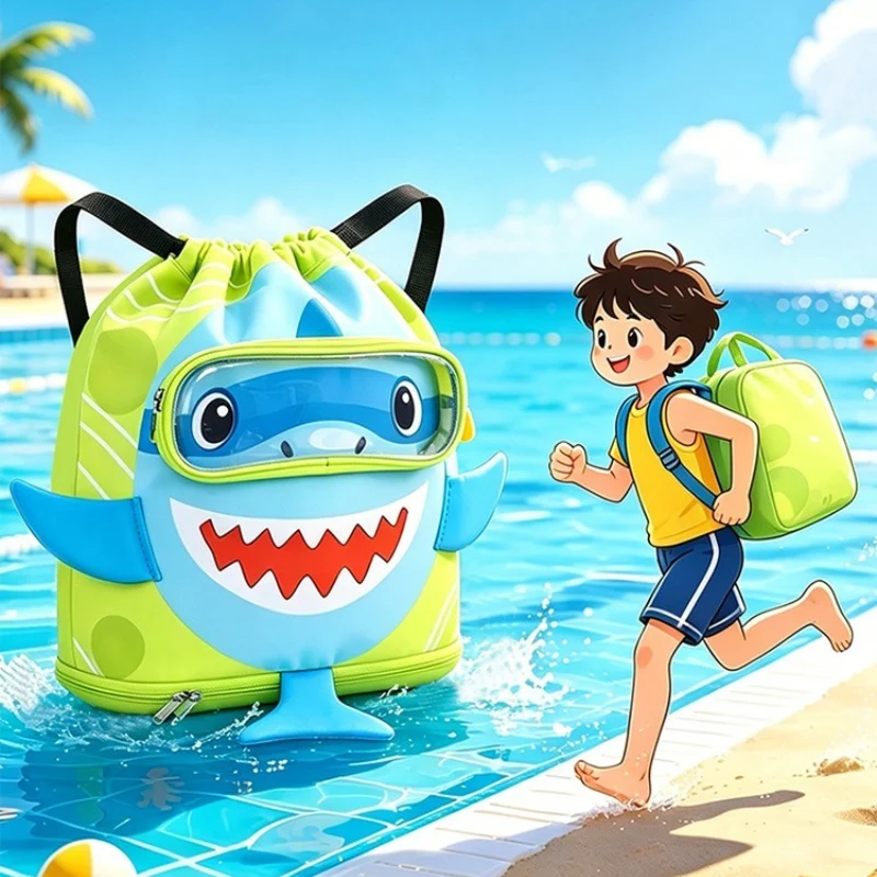 

Childrens Cartoon Swimming Bag Waterproof for Kids Women Wet Dry Clothes with Shoes Goggles Storage Pouch Pool Sports Backpack
