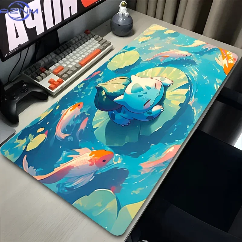 Anime Mouse Pad Gaming Accessories Varmilo Keyboard Pokemon Bulbasaur Extended Mousepad Office Gamers Decoracion Gamer Desk Mat