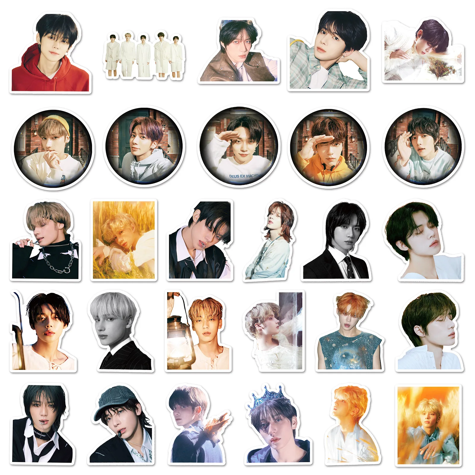 53 Stück wasserdichte, dekorative Flachsticker für Thermosbecher mit Motiven der koreanischen Boyband-Sängergruppe TXT. – Detail 4