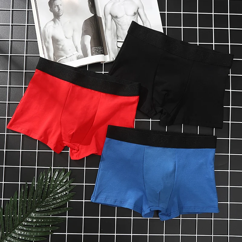 Men Underwear Boxer Elasticity Shorts Panties Solid Shorts Brand Underpants Men Cotton Breathable  Shorts Men L-3XL