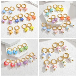 Seakissky Cute Candy Colored Ceramic Star Heart-shaped Geometry Pendants Earrings For Women Girl Simple Fashion Jewelry Gifts