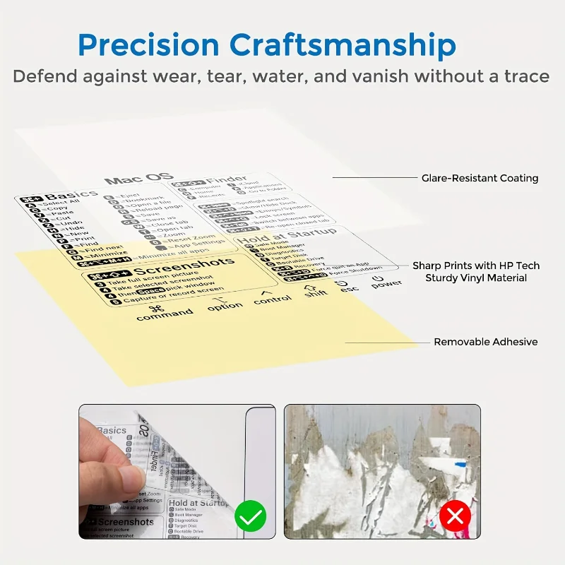 Shortcut Stickers for MacBook Pro/Air Keyboard - Clear/Black, Fits 13-16" Models, Quick Navigation & Application Control view 6