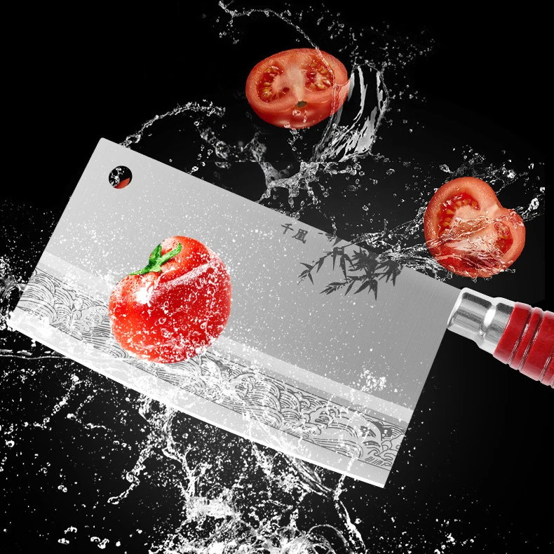 7.5 inch Chinese Cleaver Stainless Steel Kitchen Knife Boatman Painting Blade Chef Slciing Knife Restaurant Kitchen Knives