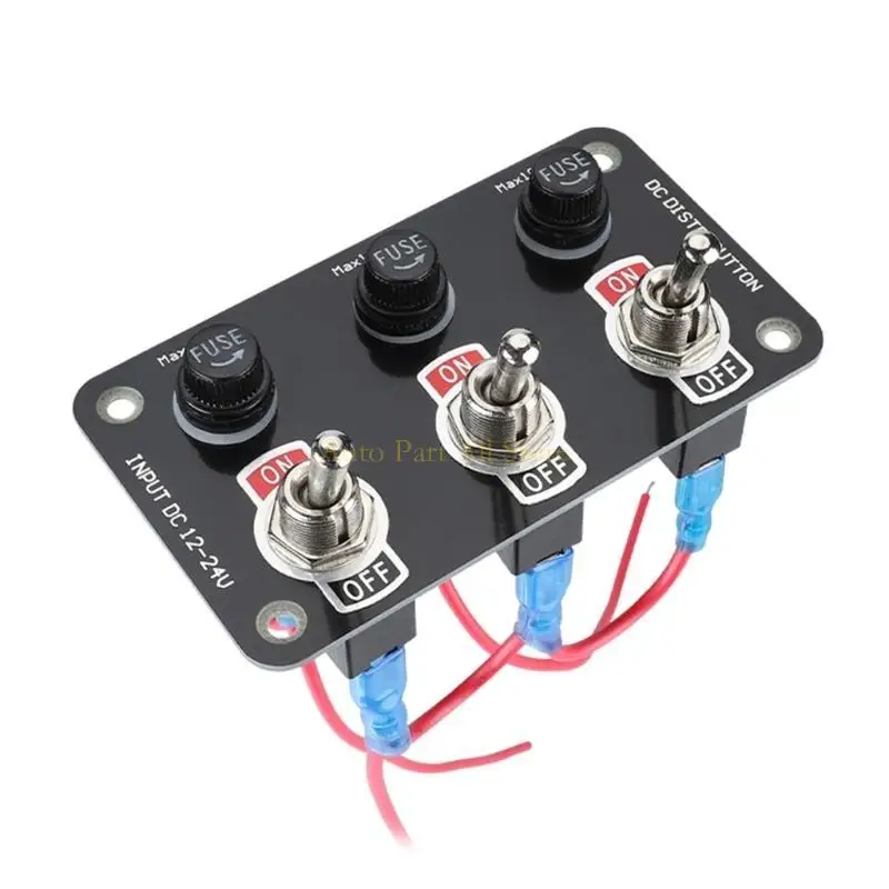 J0MA Car Truck Vuses Box 3 Gang Switch Panel Power Socket Distribution Board 12V/24V