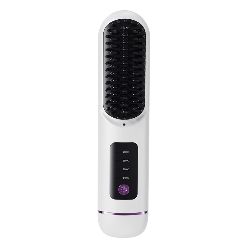 

2024 Best Seller Cordless Hot Air Heated Electric Rechargeable USB Negative Ion Curling Brush Hair Straightener Comb