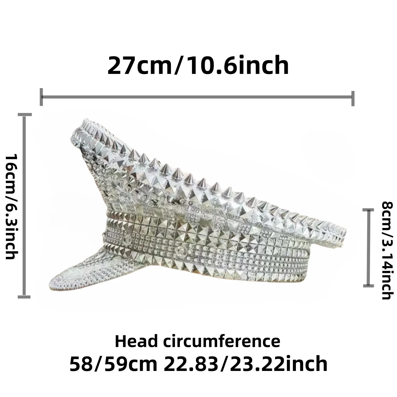 Beige Luxury Festival Captain Hat Unisex Adult Masquerade Military Cap Rhinestone Steampunk Sergeant Hat Music Festival Cosplay