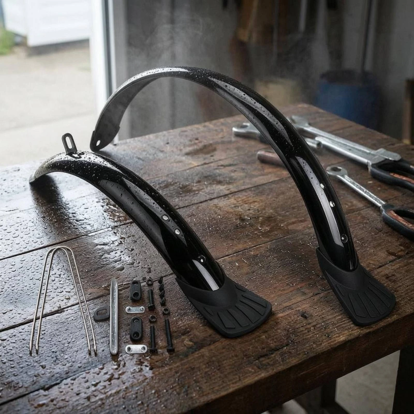 

Black Mudguard Pair Glossy Bike Mudguard Bike Mudguard Fasteners Included Full-Wrap Bike Fenders Stable Fit