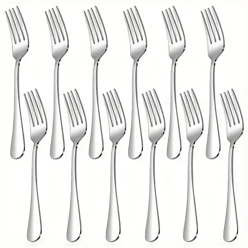 12Pcs Stainless Steel Dinner Forks Tableware Set Salad Forks Dessert Fork luxury Dinner Fork For Home Kitchen Dishwasher(7.3in）