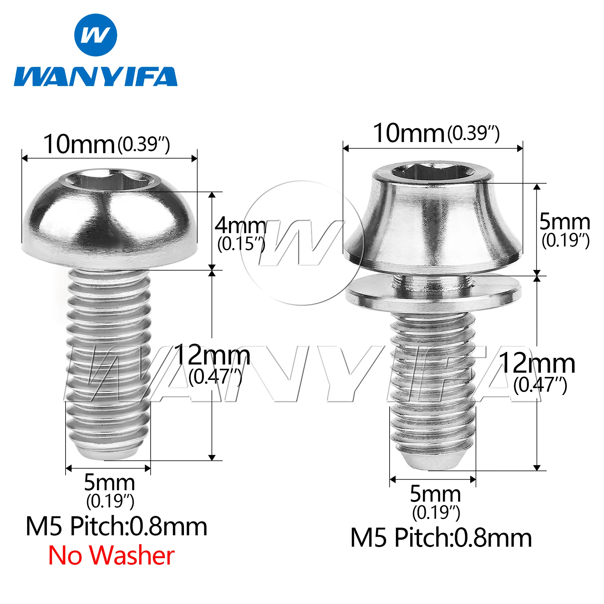 Wanyifa Titanium Bolt M5x12mm Bicycle Bottle Cage Bolts Bike Water Holder Fixed Screw