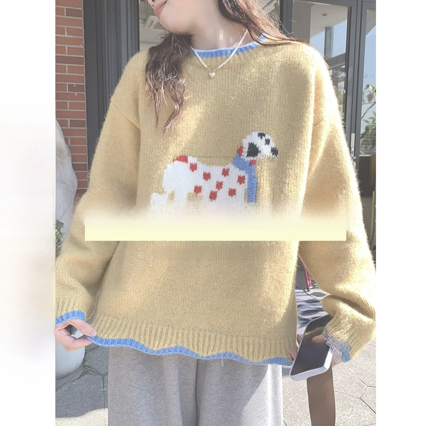

Holli Korean Sle Loose Fit Long Sve Knitwear Hoodie Collection Women's Faion Autumn Winter Season High Collar Cardigan