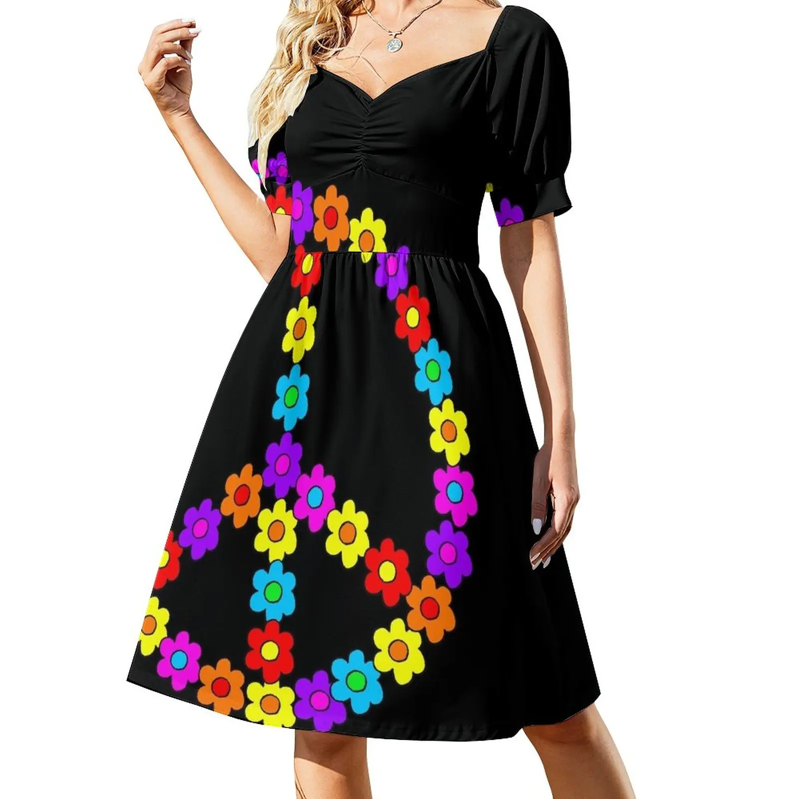 

Pop Flower Peace Sign Dress women's clothing trend 2023 dress for women