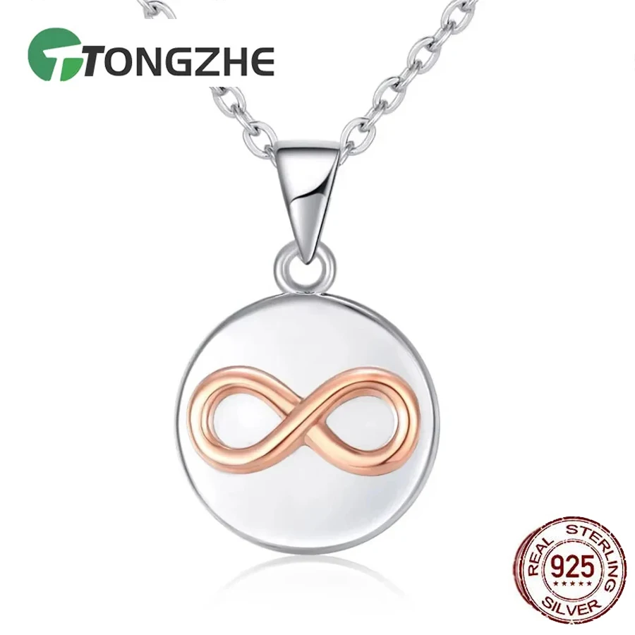 

TONGZHE Новое поступление, 100% стерлинговое серебро 925 пробы, цепочка с подвеской «Бесконечность навсегда любовь», ожерелья для женщин, ювелирные изделия KLTN078-1