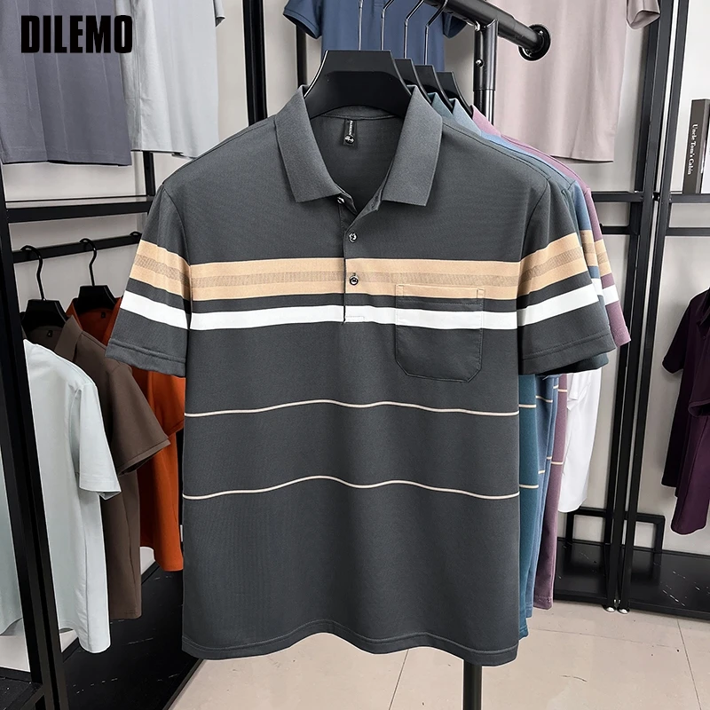 

Top Quality 2025 Summer New Brand Logo Designer Luxury Striped Casual Polo Shirt Men Short Sleeve Tops Fashions Mens Clothes