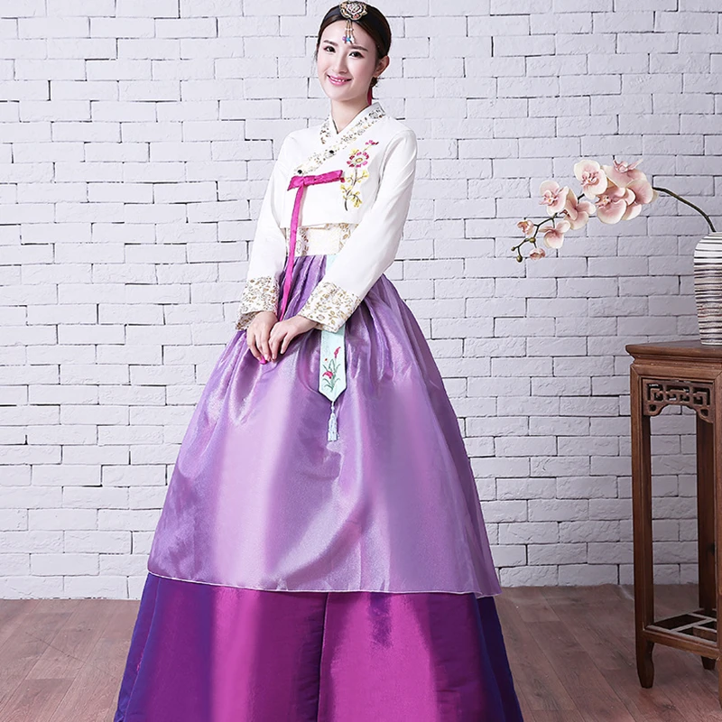 

Hanbok Folk Women Traditional Costume Korean Dress Elegant Princess Palace Costume Korea Emboridery Wedding Party Clothing