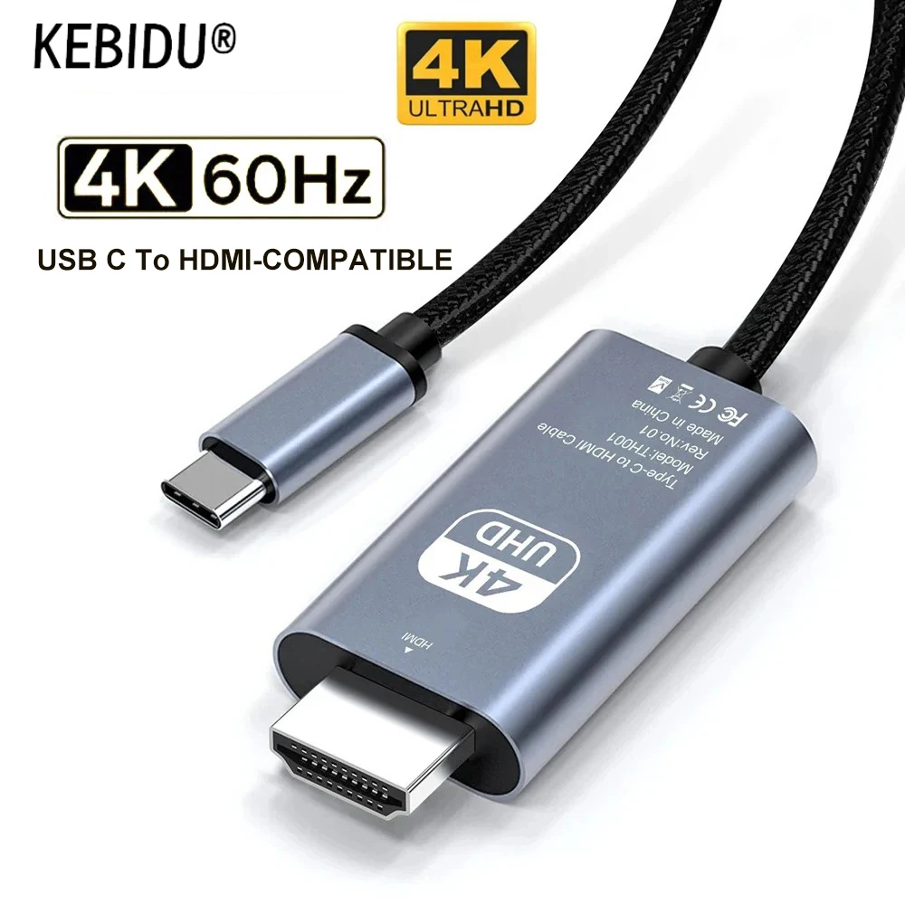 Tipo c para hdmi-cabo adaptador tipo c 4k 60hz hdmi-cabo conversor compatível para projetor pc macbook portátil tablet