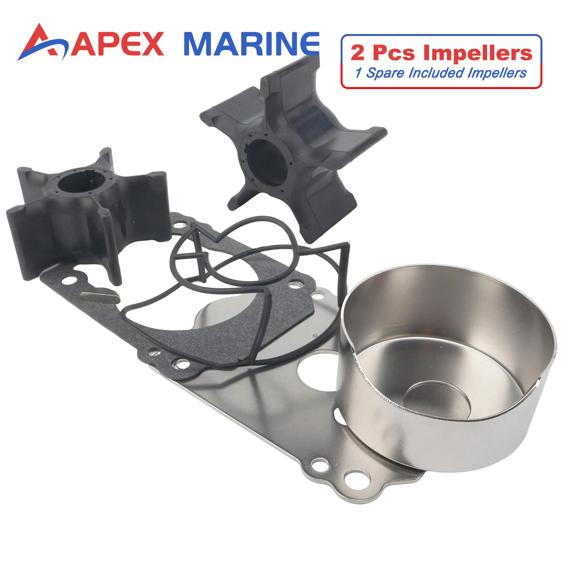 Fits for Suzuki 4-Stroke 200 225 250 HP DF200 DF225 DF250 Water Pump Service Kit with 2 Impellers and Insert Cup 17400-93J06