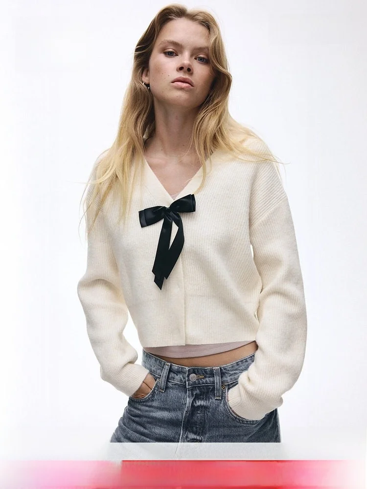 

H&M Women's Knitted Ribbed Open Cardigan Casual Style Button Detail Wool Blend Polyester Nylon Elastic Fiber Regular Thickness