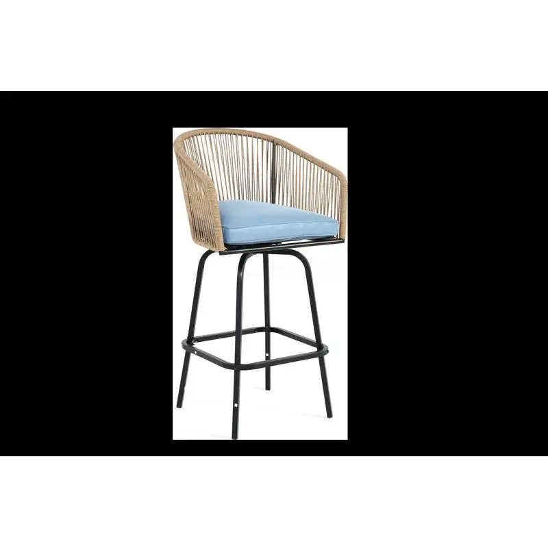 مجموعة كراسي بار خارجية مكونة من 2، كراسي بار للفناء مع مساند للذراعين، روطان لجميع الأحوال الجوية مع مسند ظهر، مقاعد خوص للحديقة، حمام السباحة،