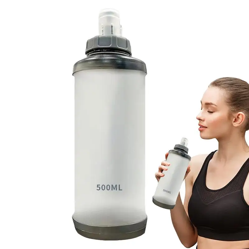 500ml Water Bottle Folding Soft Flask Portable Sport Water Bottle Water Bag Collapsible Water Bottle Running Camping