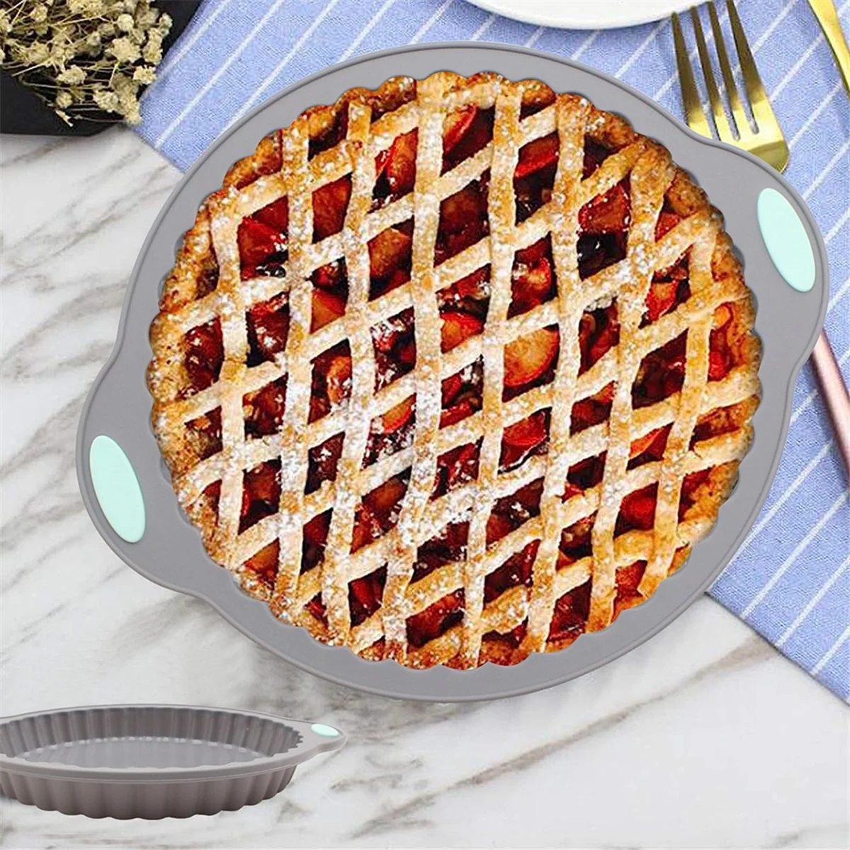 2025+ بيتزا عموم جولة الدانتيل قالب الكعكة المعجنات مقلاة خبز الخبز سهلة Demoulding مقلاة خبز أدوات المطبخ