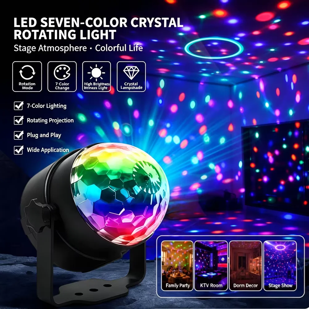 LED Stage Disco Light Rotating DJ Ball Strobe Remote Sound Control Magic Dance Car RGB Christmas Gift Party Club Laser Show Lamp