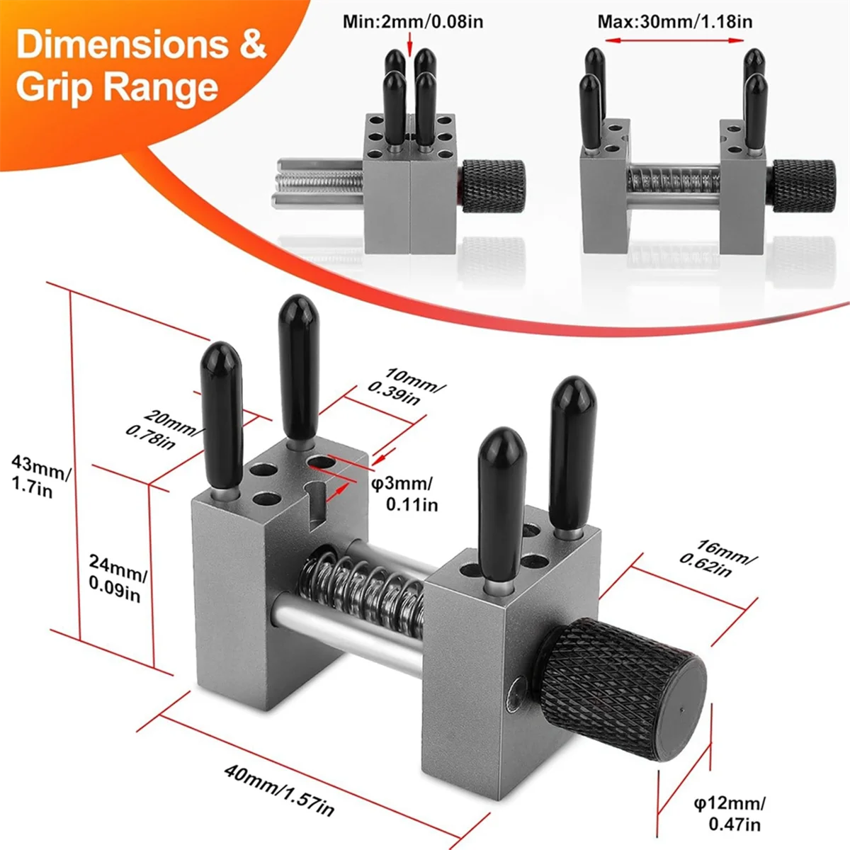 

ABNJ Металлический удобный мини-зажим для тисков, универсальная дрель - рукоятка для тисков с 10 альтернативными отверстиями для масштабной модели, хобби, черный