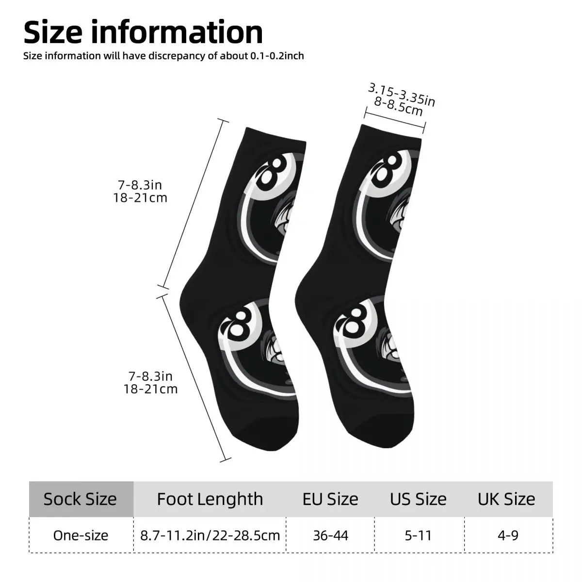 8 Ball Billiards Kawaii Socks School Cartoon Pattern Socks