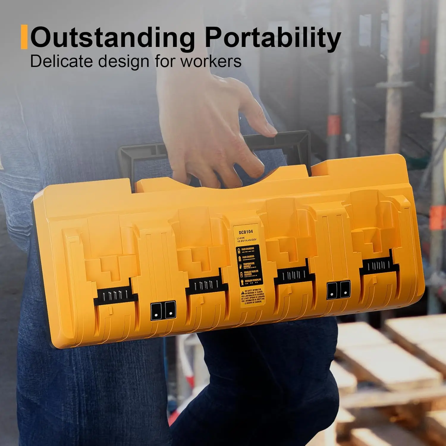 Sostituzione per caricabatteria Dewalt DCB104, compatibile con la stazione di ricarica multibatteria Dewalt 12V 18V, caricabatterie rapido a 4 porte