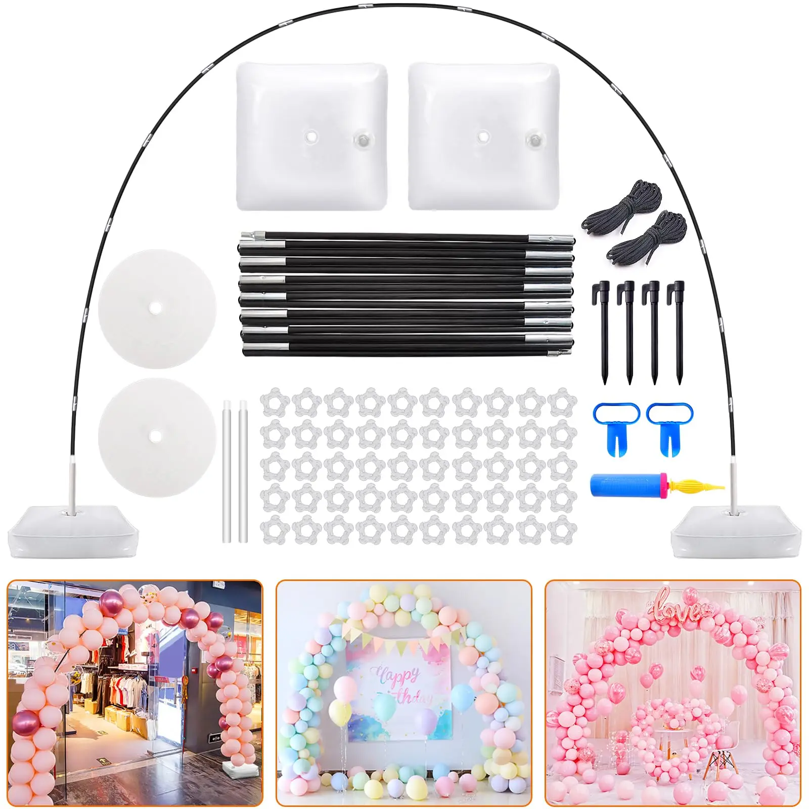 Chamvis Balloon Arch Kit, 9FT Height & 10FT Width Adjustable Balloon Arch Stand Frame Garland Stand: Wedding Baby Shower Birthday Photo Backdrop