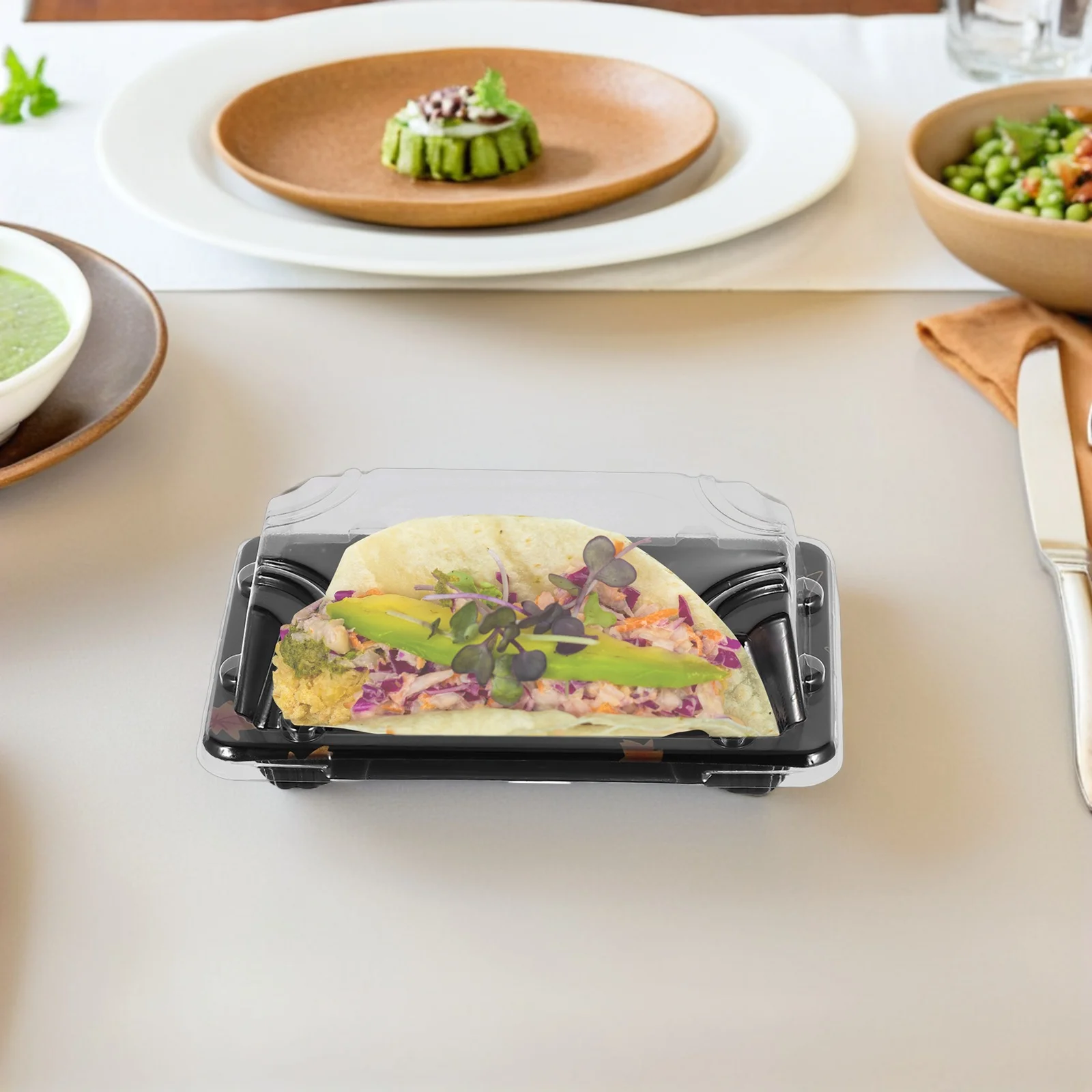 

50Pcs Disposable Sushi Packing Box Temperature Resistant Eco Friendly for Take Out Fruit Cake Carry Out Boxes Packing Boxes