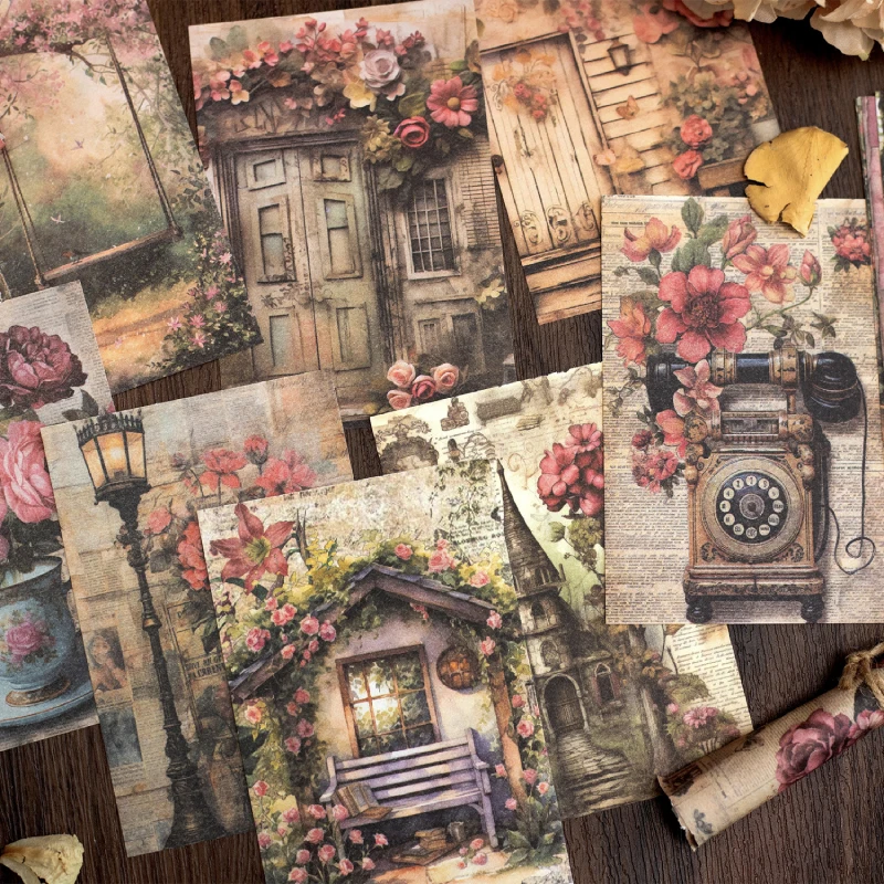 100sheets Vintage Plants Flowers garden Material paper paper Scrapbooking DIY Photo Album Collage Journal Creative Stationery