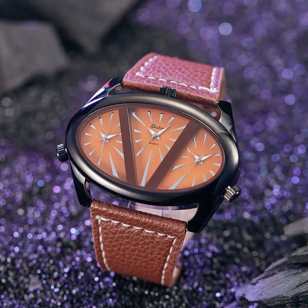 

Oulm модные креативные мужские наручные часы простые элегантные деловые повседневные мужские кварцевые часы с несколькими часовыми поясами мужские социальные Reloj