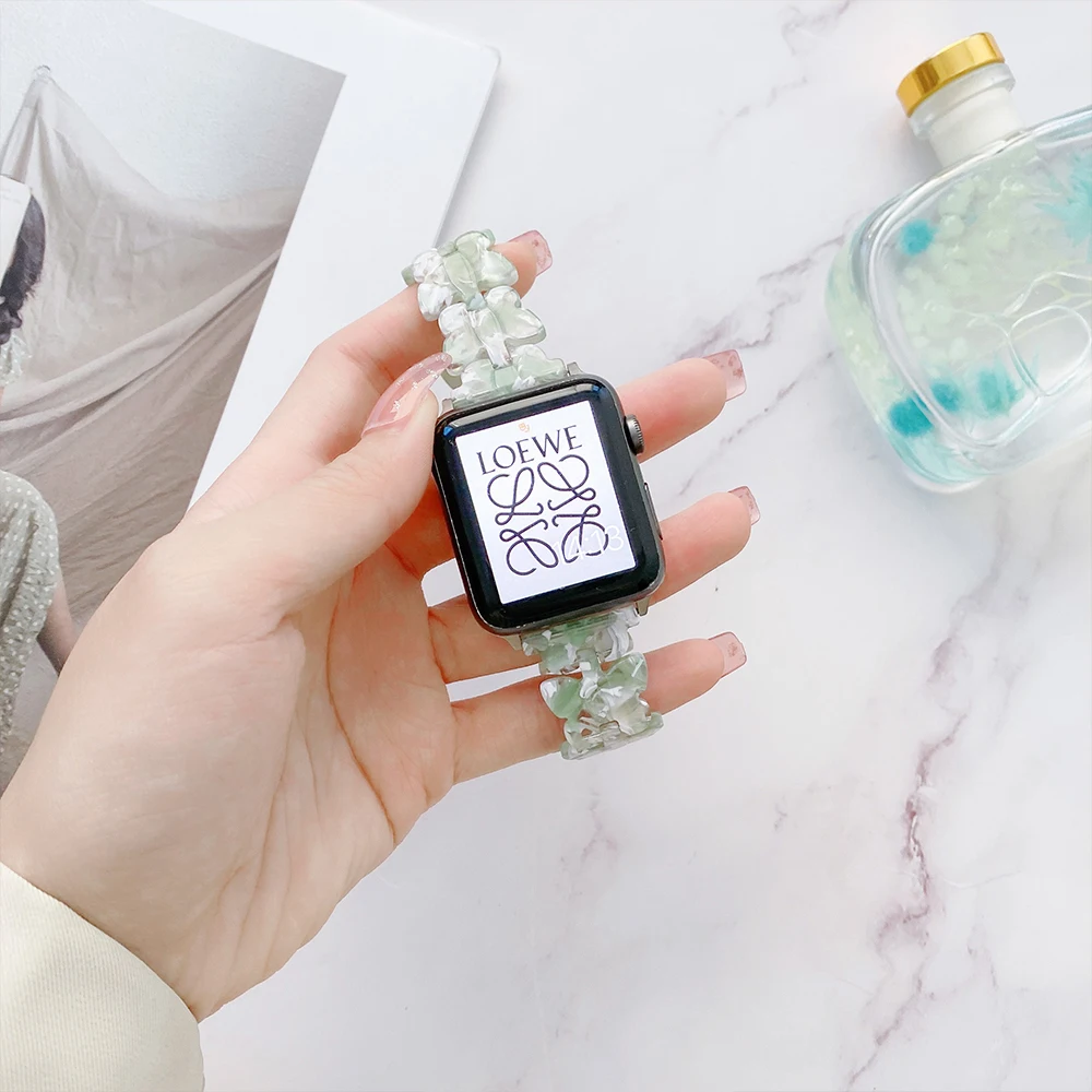 Resin Strap for Apple Watch Band 45mm 41mm 44mm 40mm 42mm Ultra 49mm Women's Bracelet Wristband for iWatch Series 8 7 6 5 4 3 SE