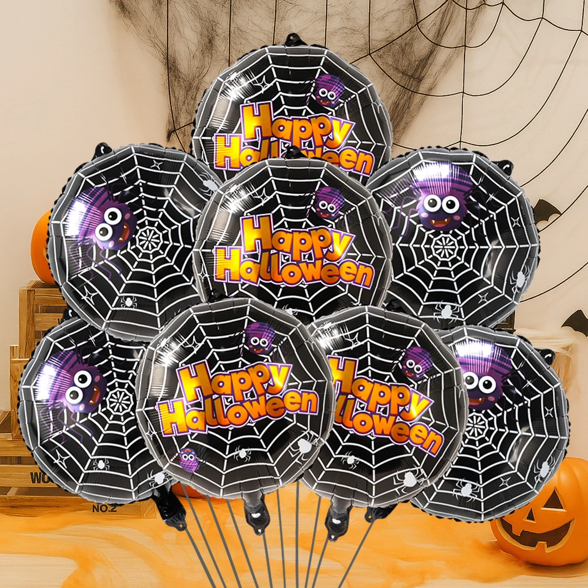 

9pcs Happy Halloween Foil Balloons Black Orange Purple Balloons Trick Or Treat Helium Balloon Halloween Party Decoration Gifts