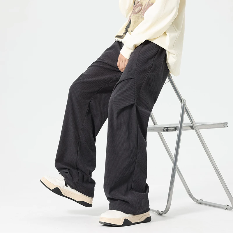 Casual Pants Man High Waist Drawstring Baggy Long Pants Comfort Fashion High Street Straight Loose Trousers Trend Streetwear New