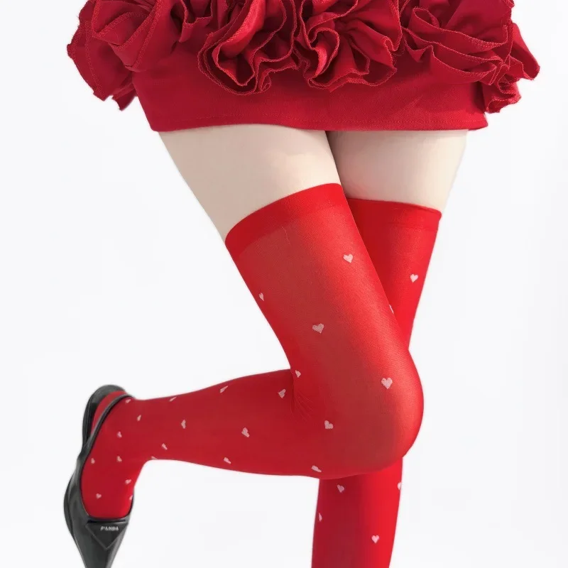 Lange Overknee-Socken für Damen, Herz-Liebe-Motiv, gestreifte Oberschenkelhohe Strümpfe für Damen und Mädchen, Schwarz-Weiß, Cosplay, Lolita, Harajuku, Y2k
