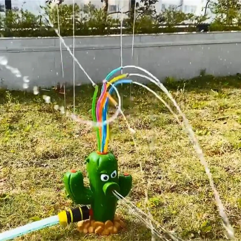 Cartoon Cactus Water Sprinkler Toy Backyard Water Sprinkler for Summer Outdoor Water Game for Kids Outdoor