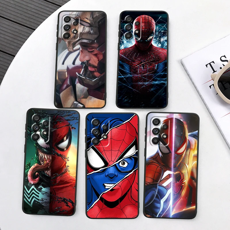 Marvel Iron Man Spider Man Voor Samsung A53 A52 A33 A32 A51 A71 A 21S A13 A73 A55 A22 A23 A35 A72 A54 A12 5G Black Back