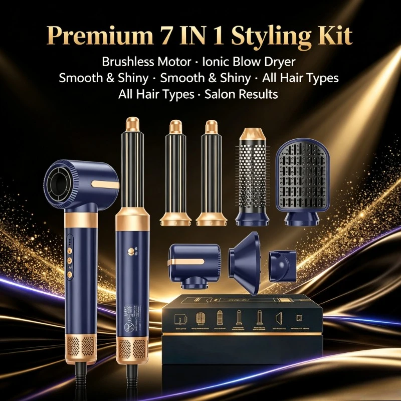 High‑Speed Brushless Hair Styler 7‑in‑1 Diffuser Ionic Blow‑Dry Auto‑Curler Home‑Salon Multi‑Function Styling Unit