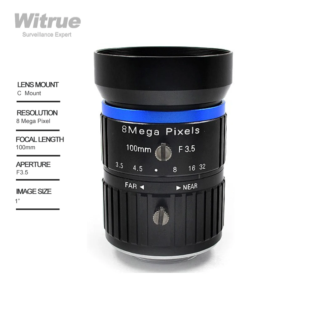 Witrue HD 8 MegaPixel Industrial CCTV Lens 100mm F3.5 C-Mount 1