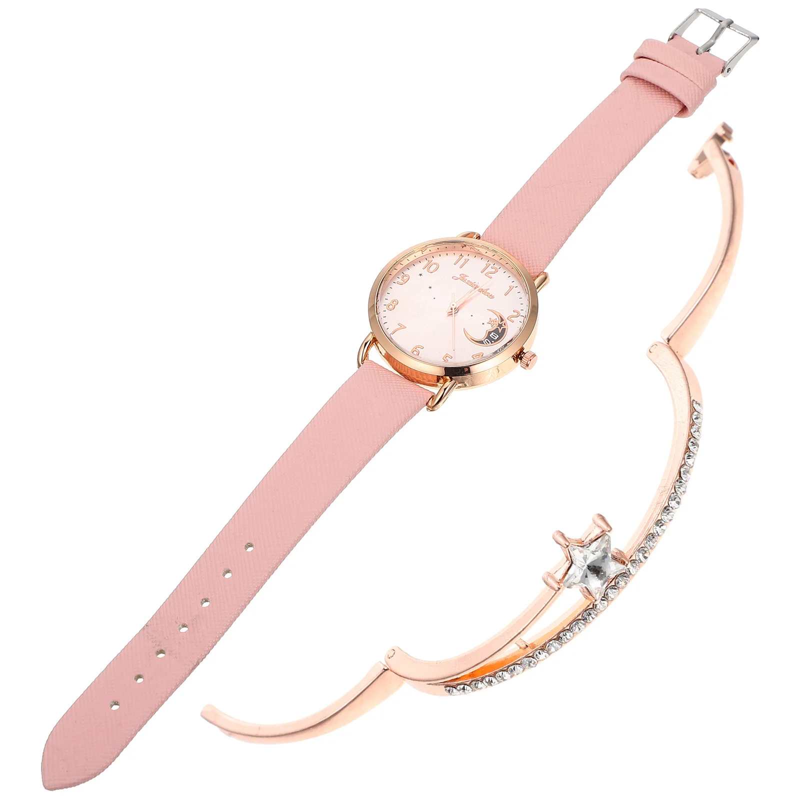 Moon Pattern Watch Bracelet Set Fashion Watches for Women Necklace Accessory Ladies Waterproof