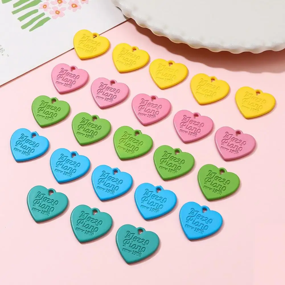 20Pcs Heart Charms Tags Colorful Love Acrylic Valentine Day Pendant Charm Keychains Necklace Earring Pendant DIY Jewelry Crafts