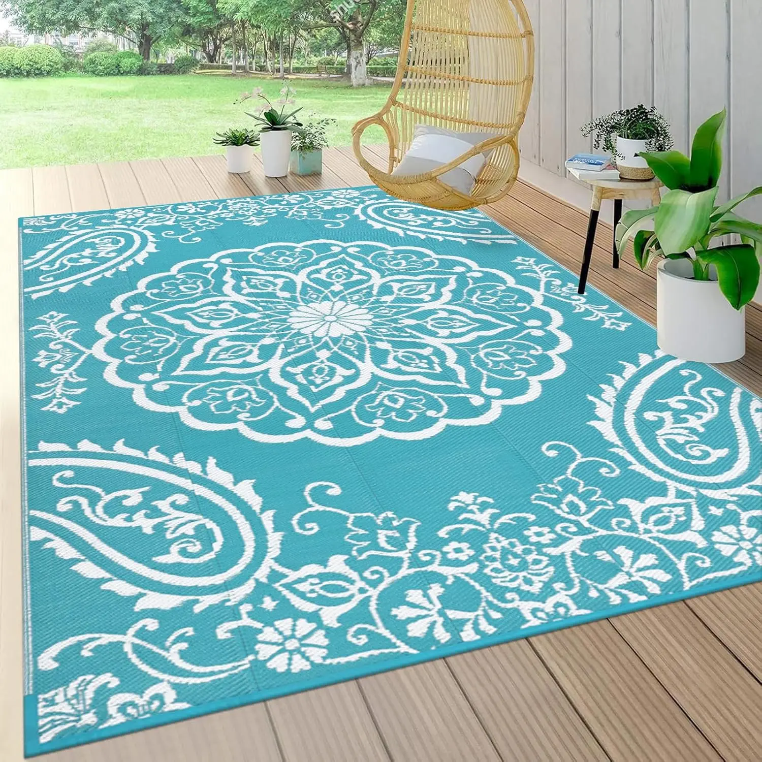 

Waterproof Outdoor Rug 5x8, Reversible Plastic Straw Patio Camping Rug, Indoor Outdoor RV Mat Carpet for Deck, Camper, Porch,