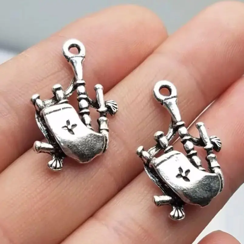 15pcs/lot--30x18mm Scottish Bagpipes Chams Antique Silver Plated  Pendants For DIY Supplies Jewelry Making Finding Accessories