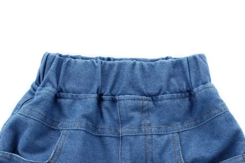 Mid Waist Cropped Jeans para meninos, moda verão, algodão, novo, 3-7T