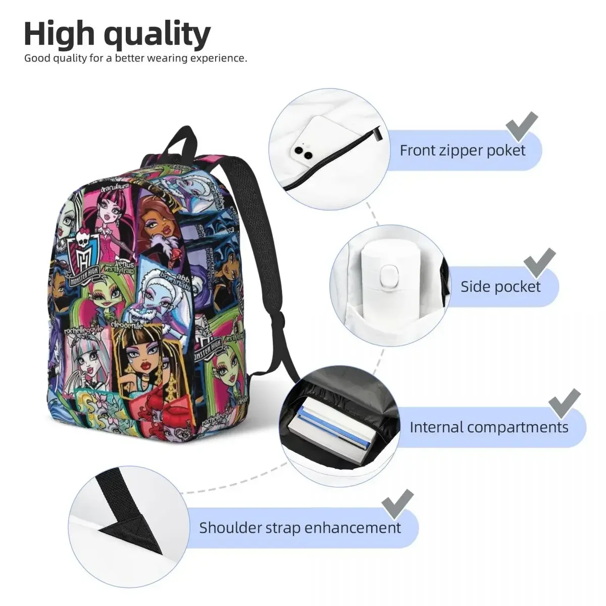 Monster High Draculaura Character for Teens Student School Bookbag Daypack Elementary High College Sports